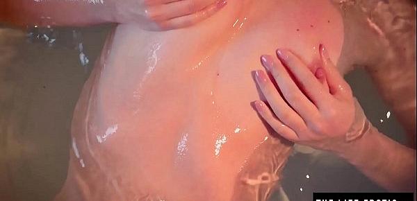  Little blonde girl fingers her ass and pussy in the tub